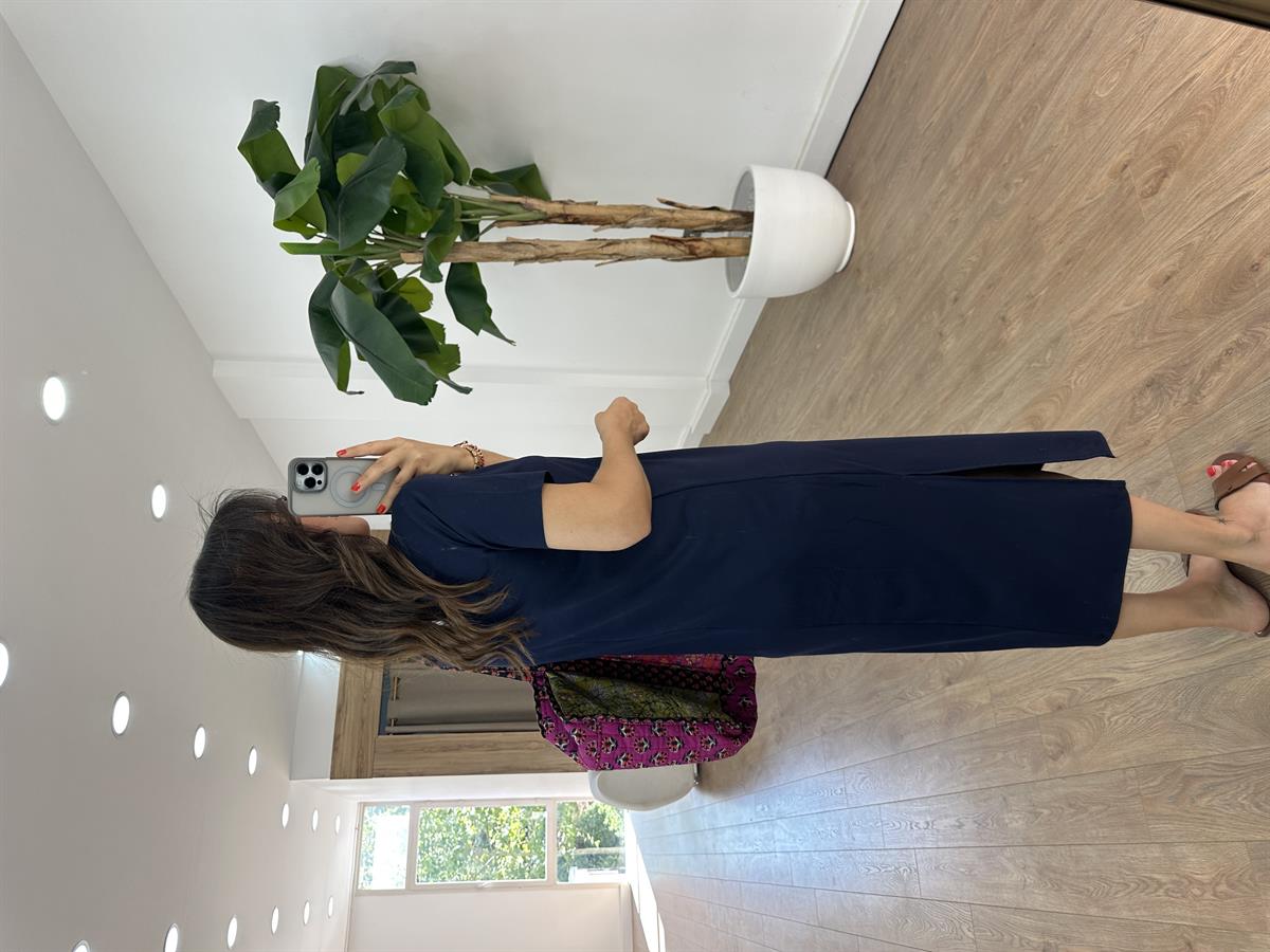 Kısa Kollu Modal Basic Elbise - Lacivert