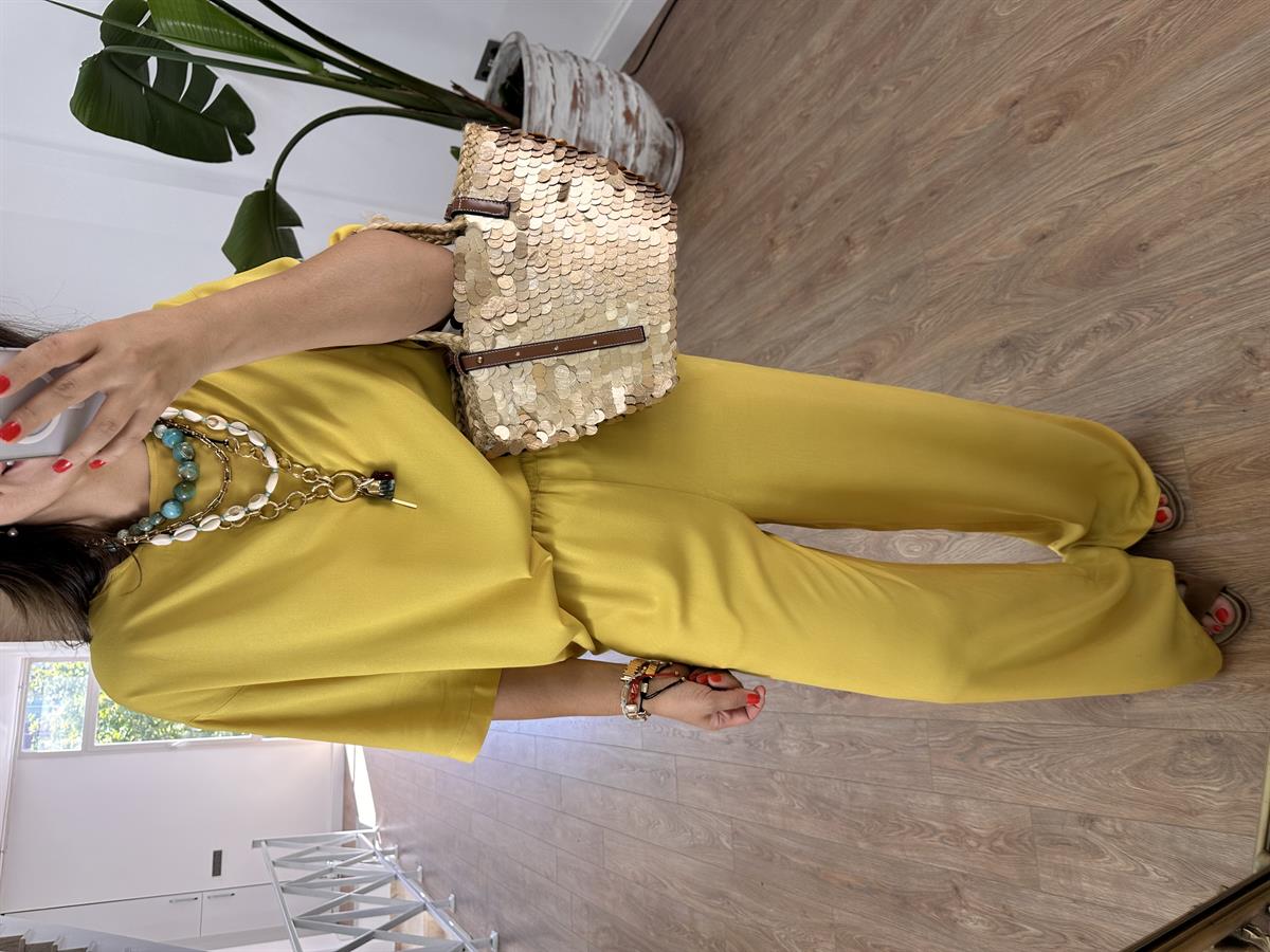 Kısa Kollu Salaş Viskon Takım - Olive