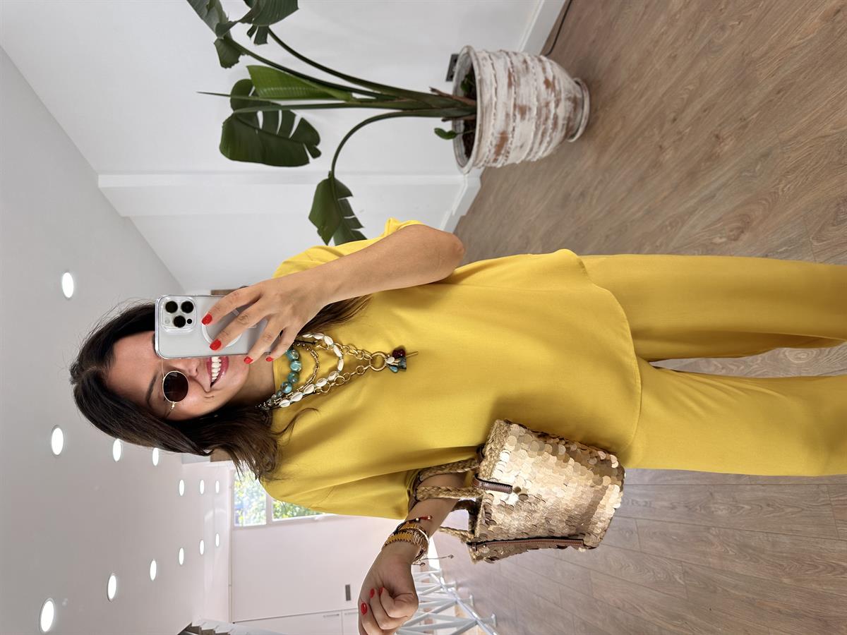 Kısa Kollu Salaş Viskon Takım - Olive