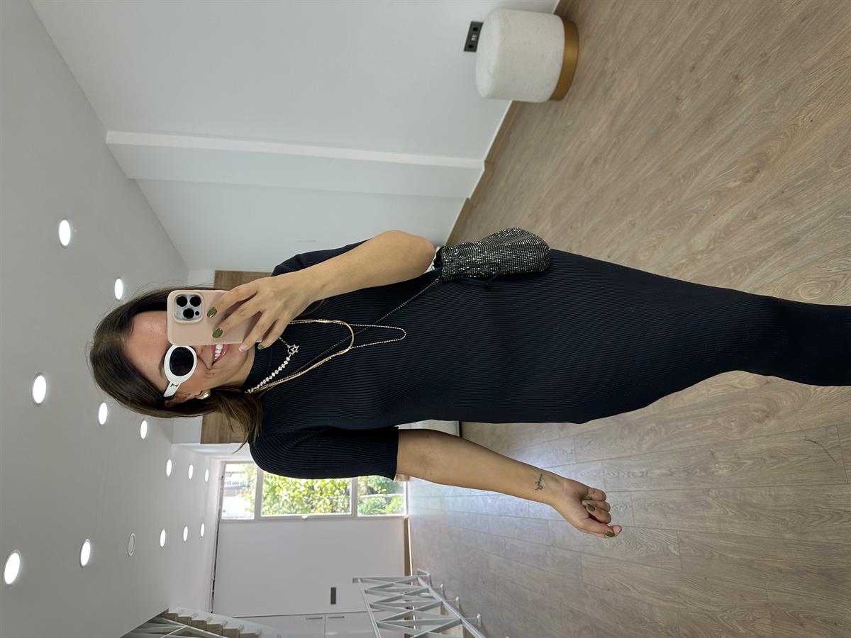 Kısakol Triko Basic Elbise-Füme