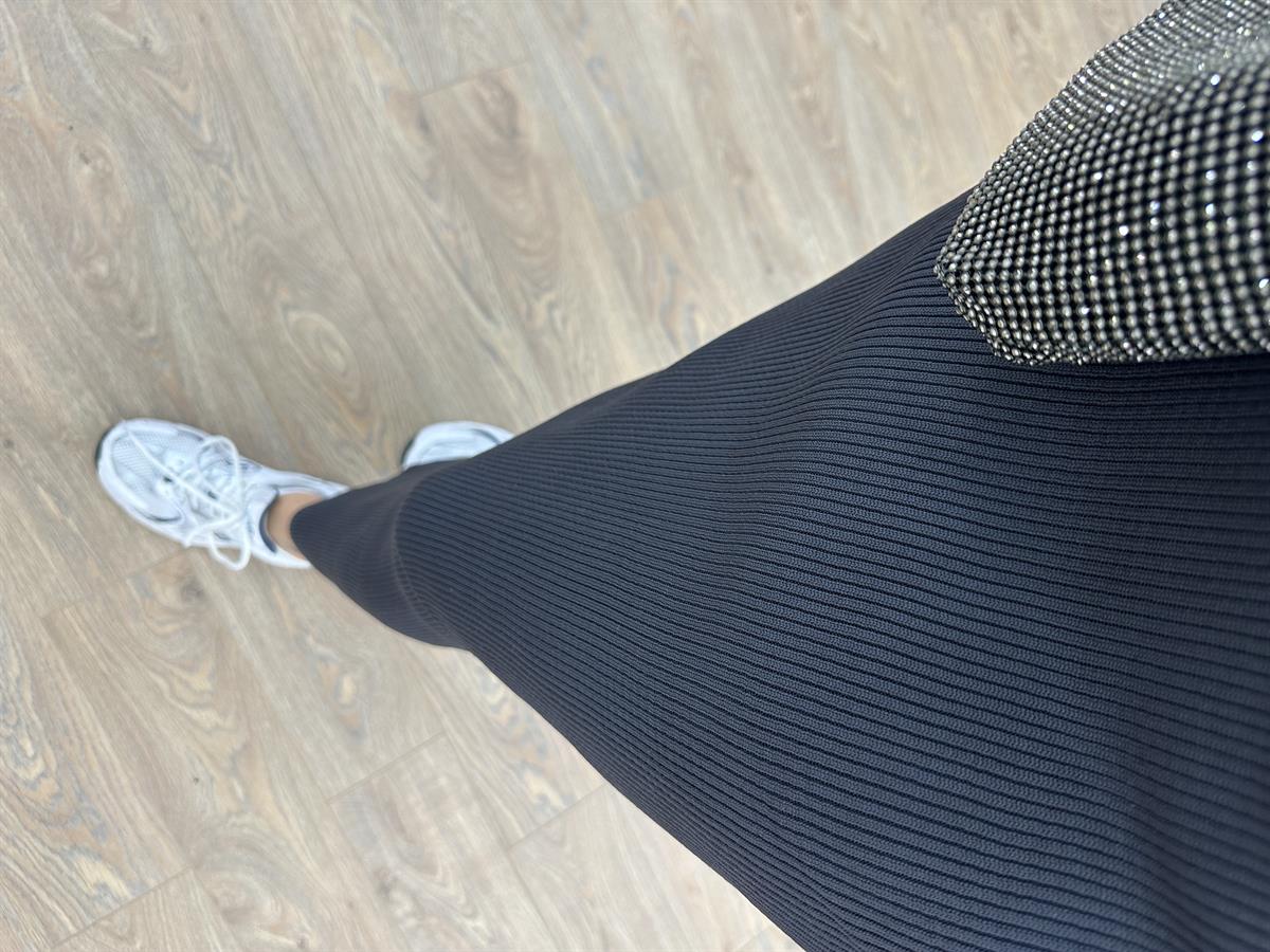 Kısakol Triko Basic Elbise-Füme