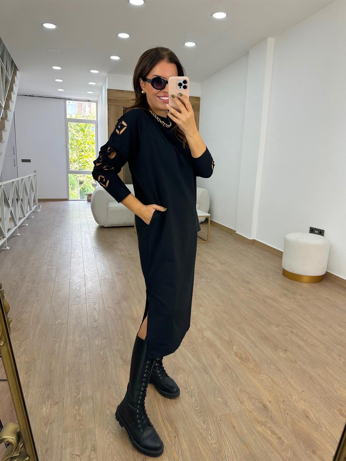 Kol Detaylı Sweat Elbise