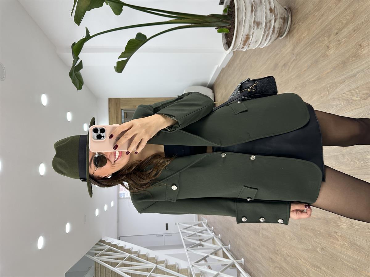 Kolları Düğmeli Tasarım Ceket-Haki