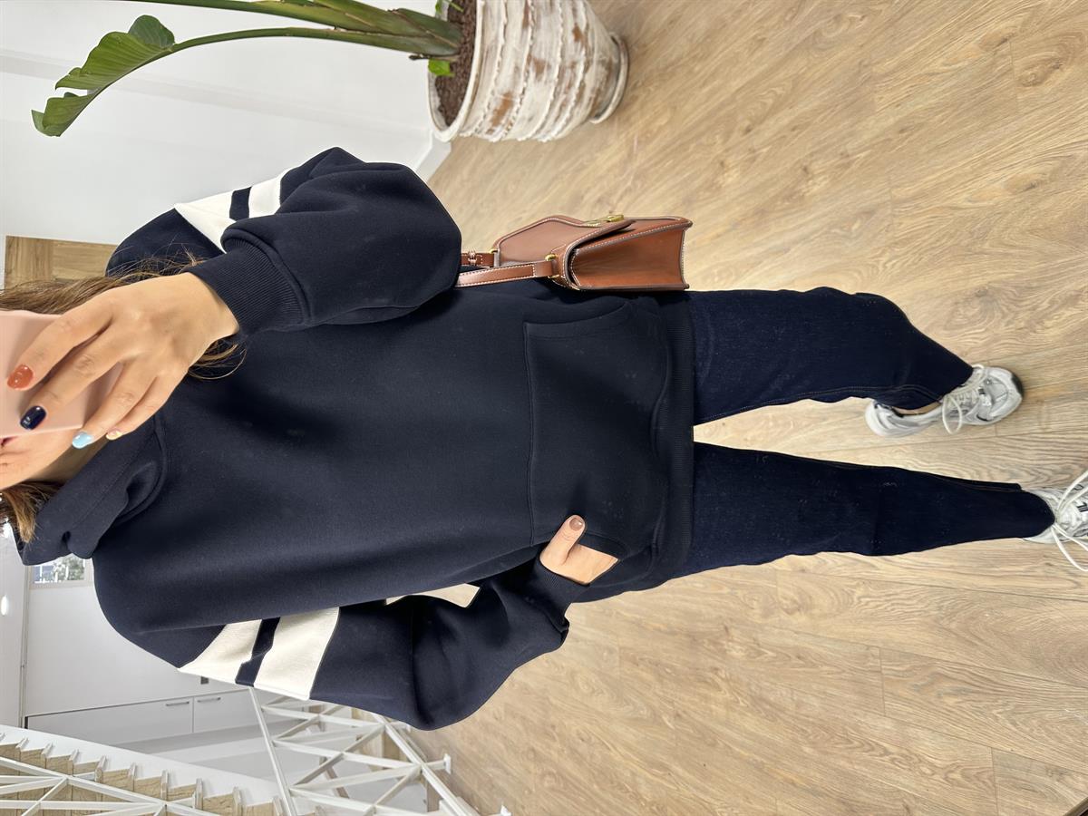 Kolları Triko Detaylı Sweatshirt