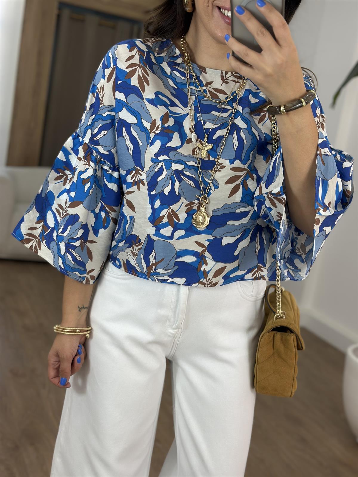 Kolları Volanlı Tensel Bluz 