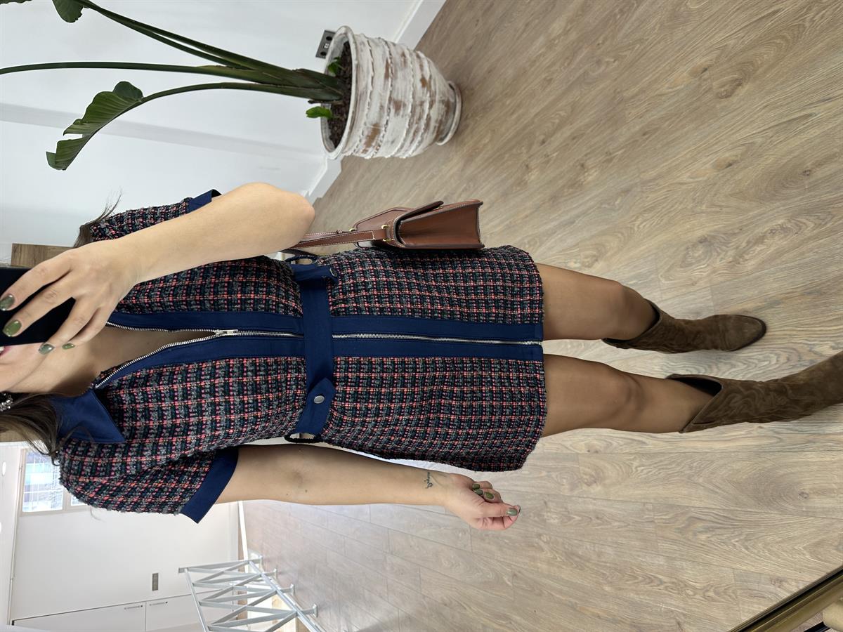 Kot Garnili Beli Kuşaklı Tüvit Elbise