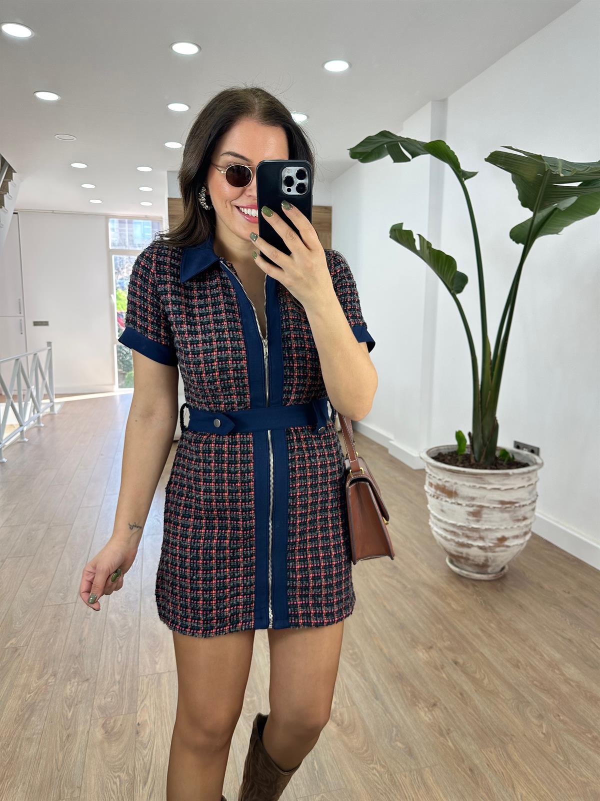 Kot Garnili Beli Kuşaklı Tüvit Elbise