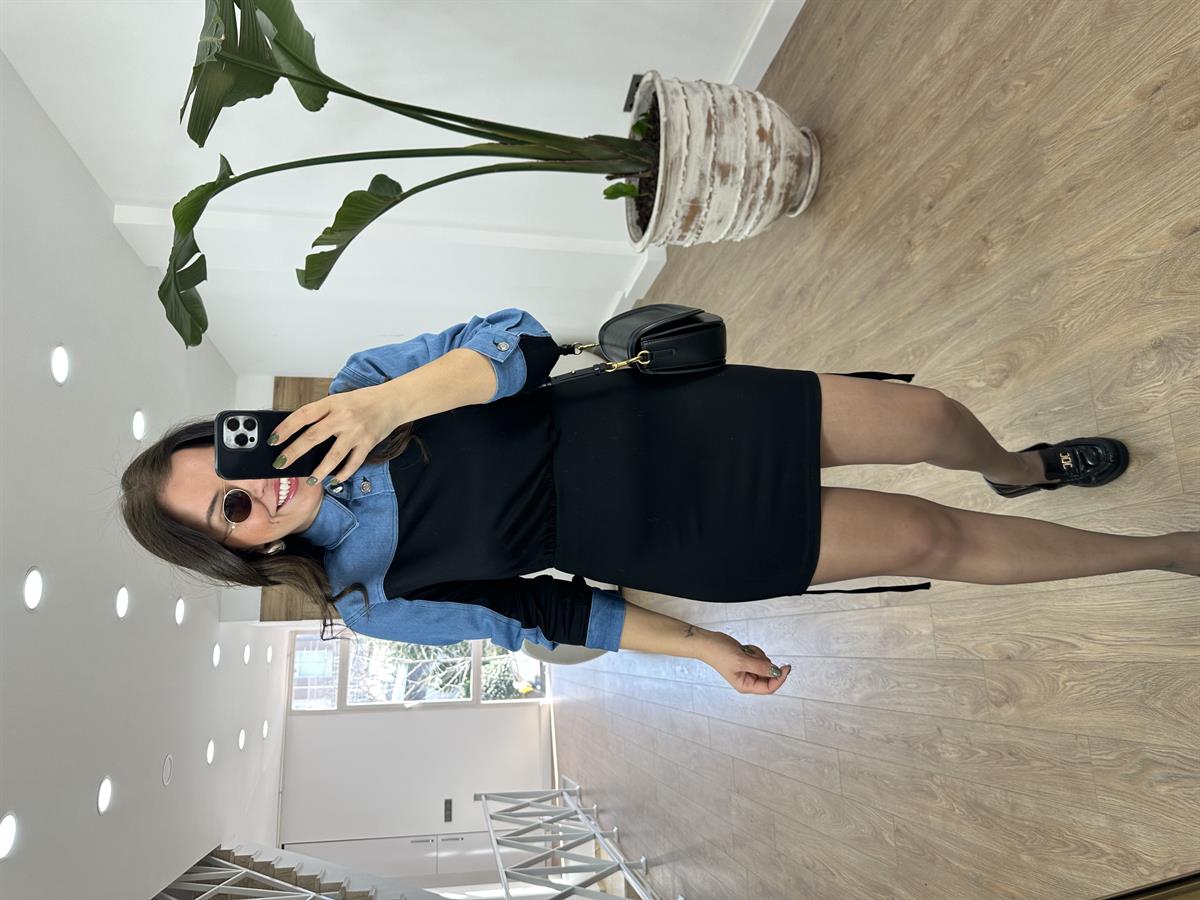 Kot Garnili Büzgülü Elbise