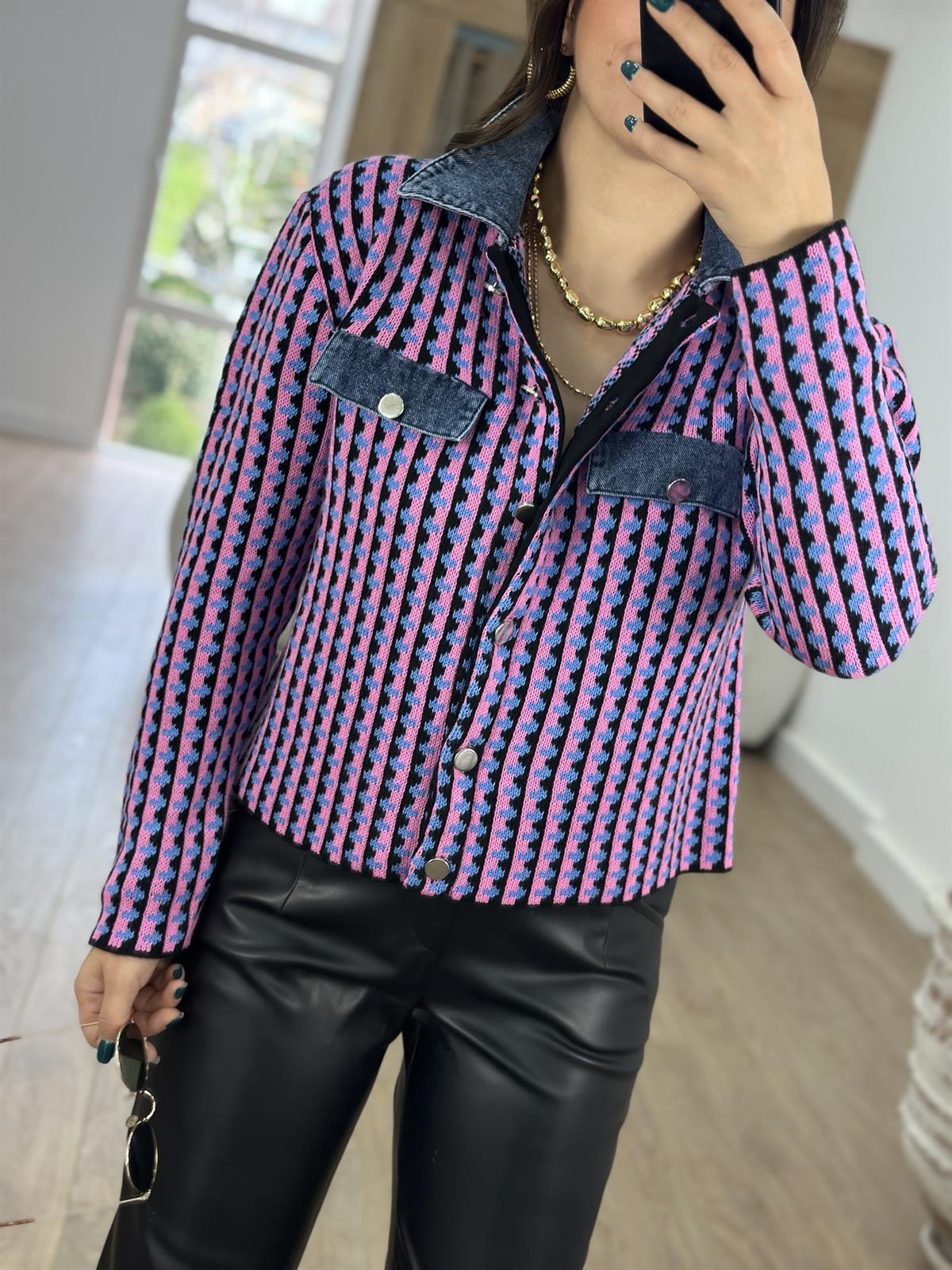 Kot Garnili Renkli Triko Ceket