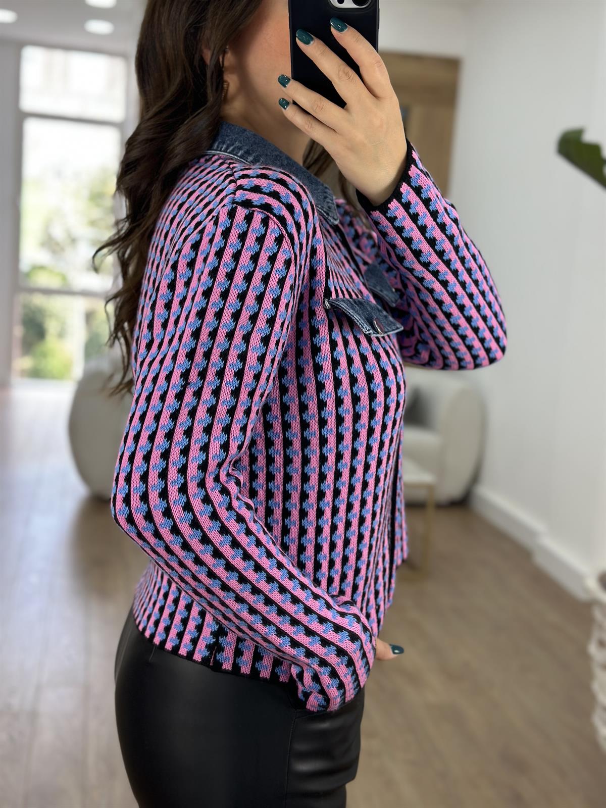 Kot Garnili Renkli Triko Ceket