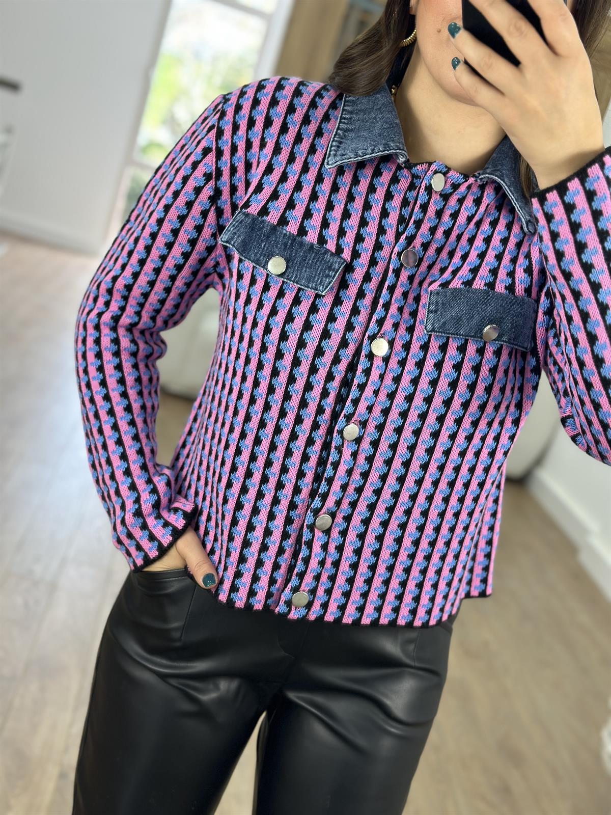 Kot Garnili Renkli Triko Ceket