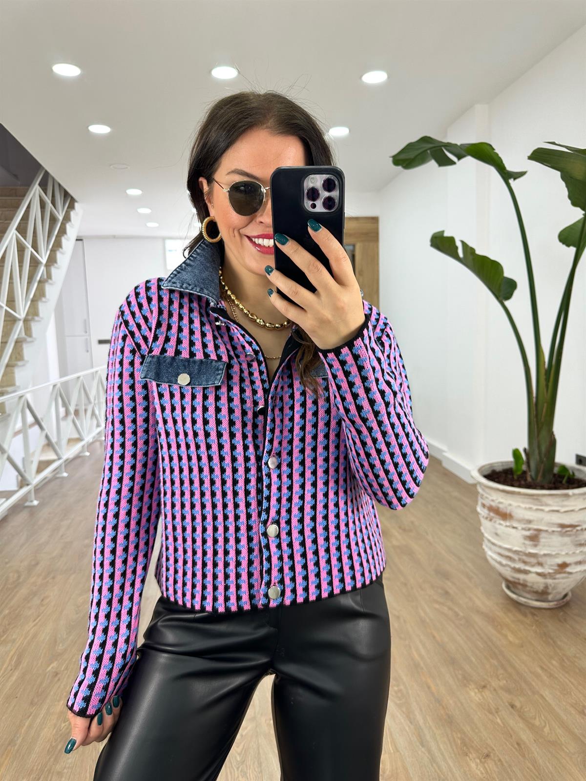 Kot Garnili Renkli Triko Ceket