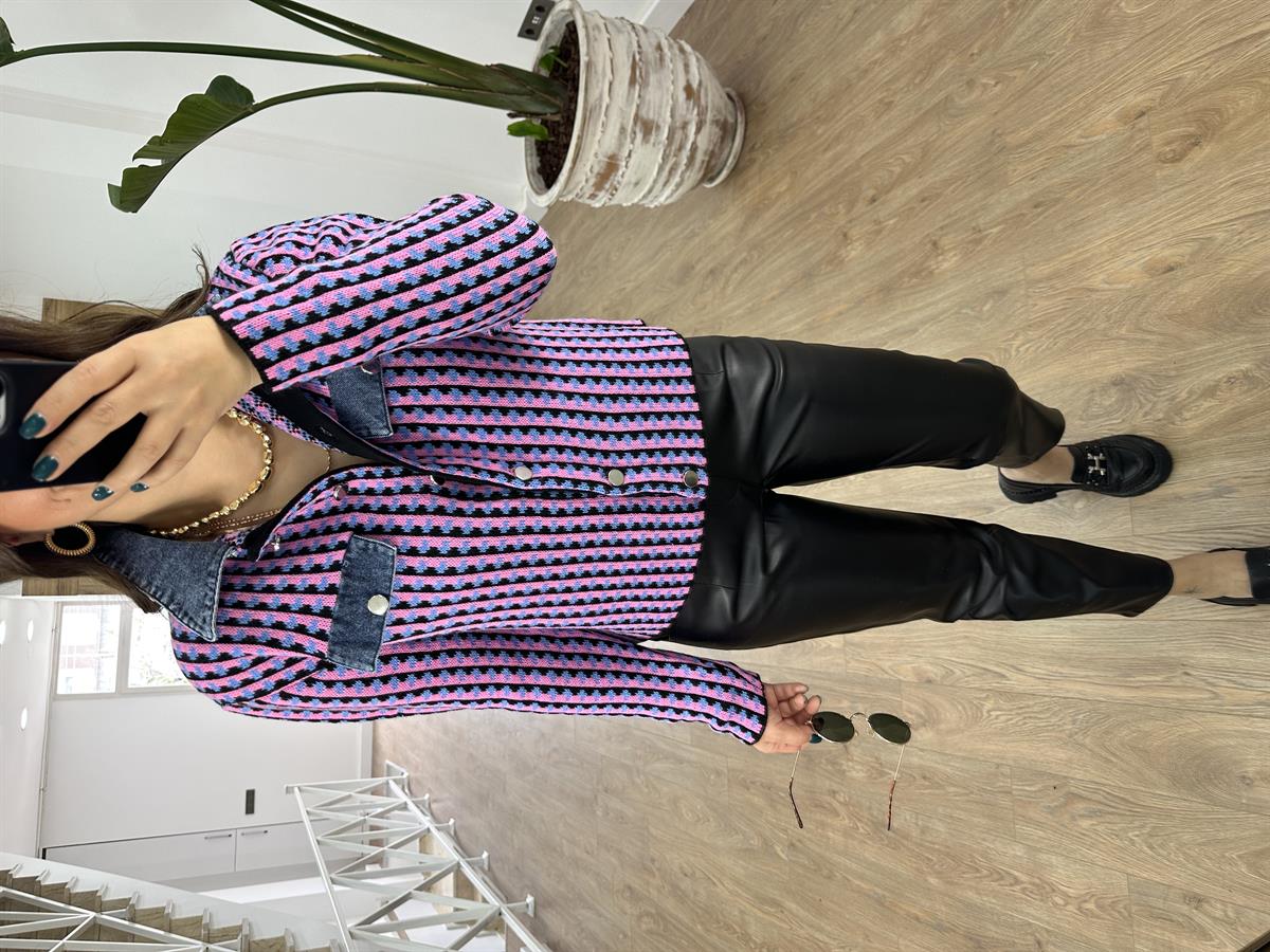 Kot Garnili Renkli Triko Ceket