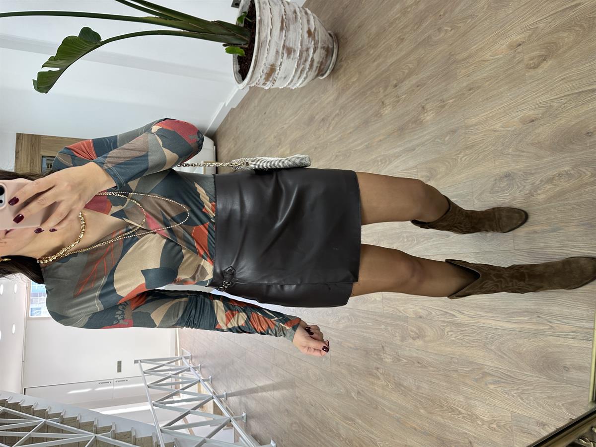 Kruvaze Kapama Renkli Bodysuit