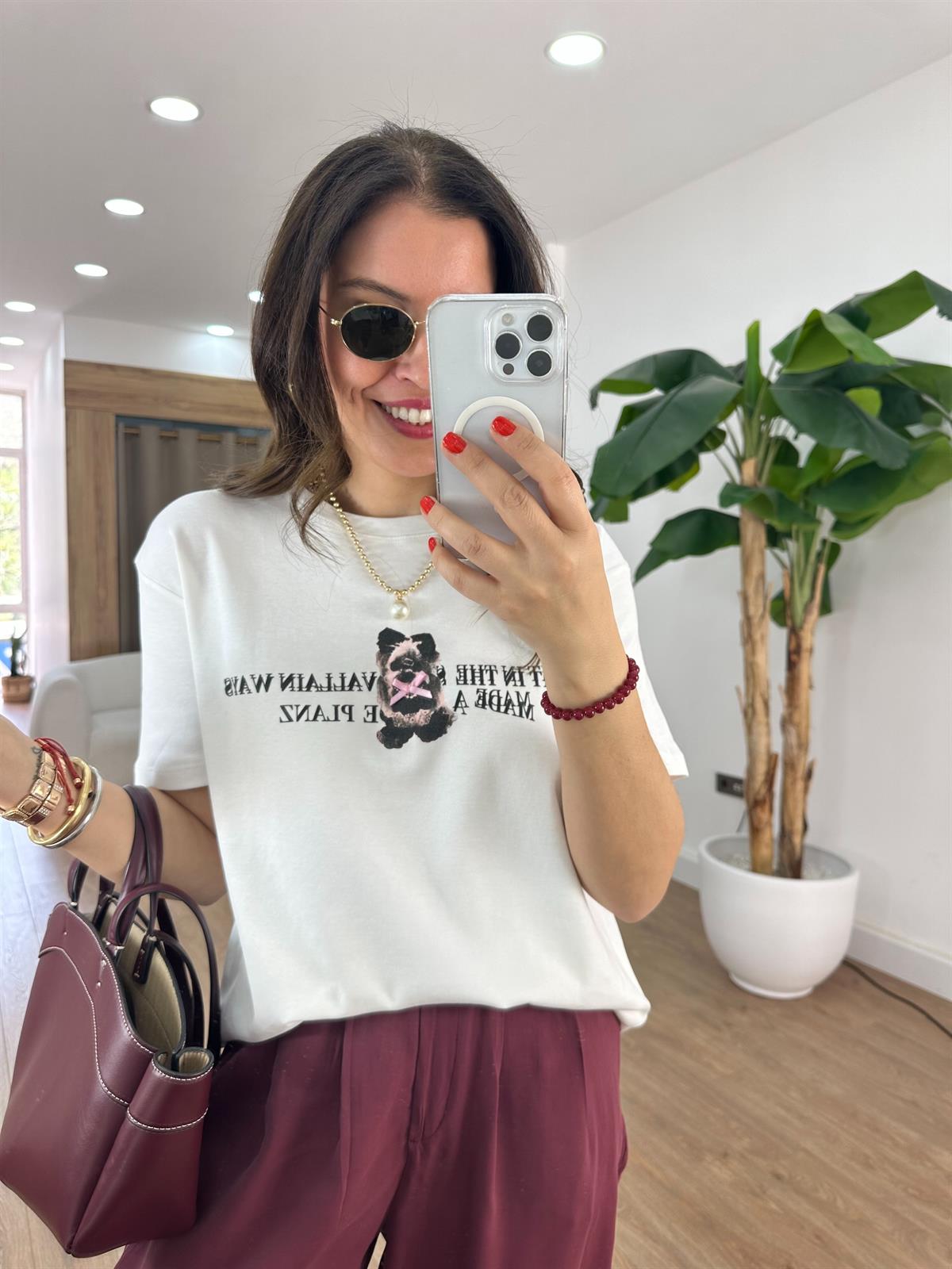 Kurdeleli Yazılı Basic Tshirt 