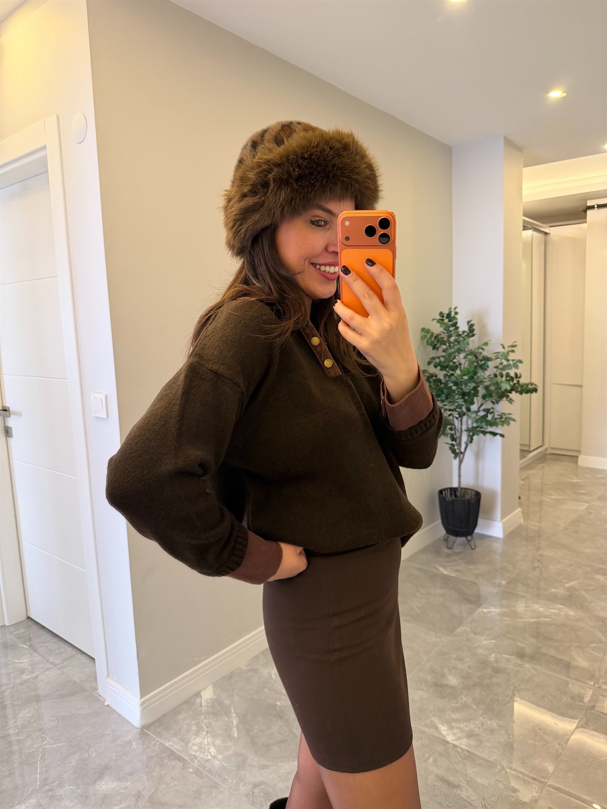 Kürklü Leopar Şapka