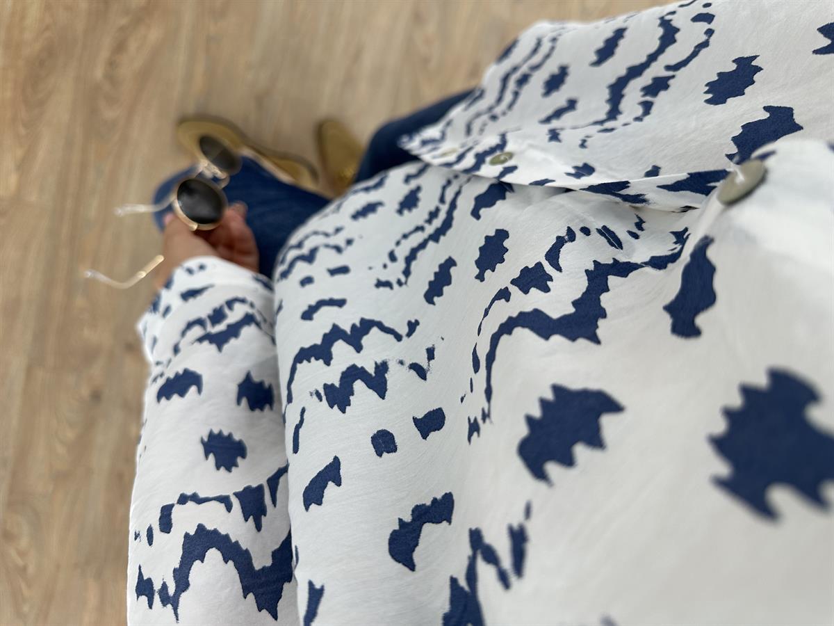 Lacivert Desenli Modal Gömlek