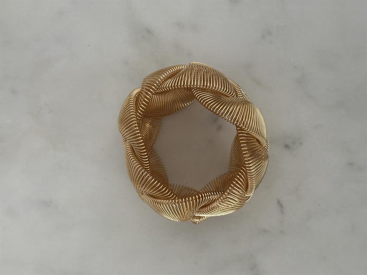 Lastikli Örgü Tasarım Gold Bileklik
