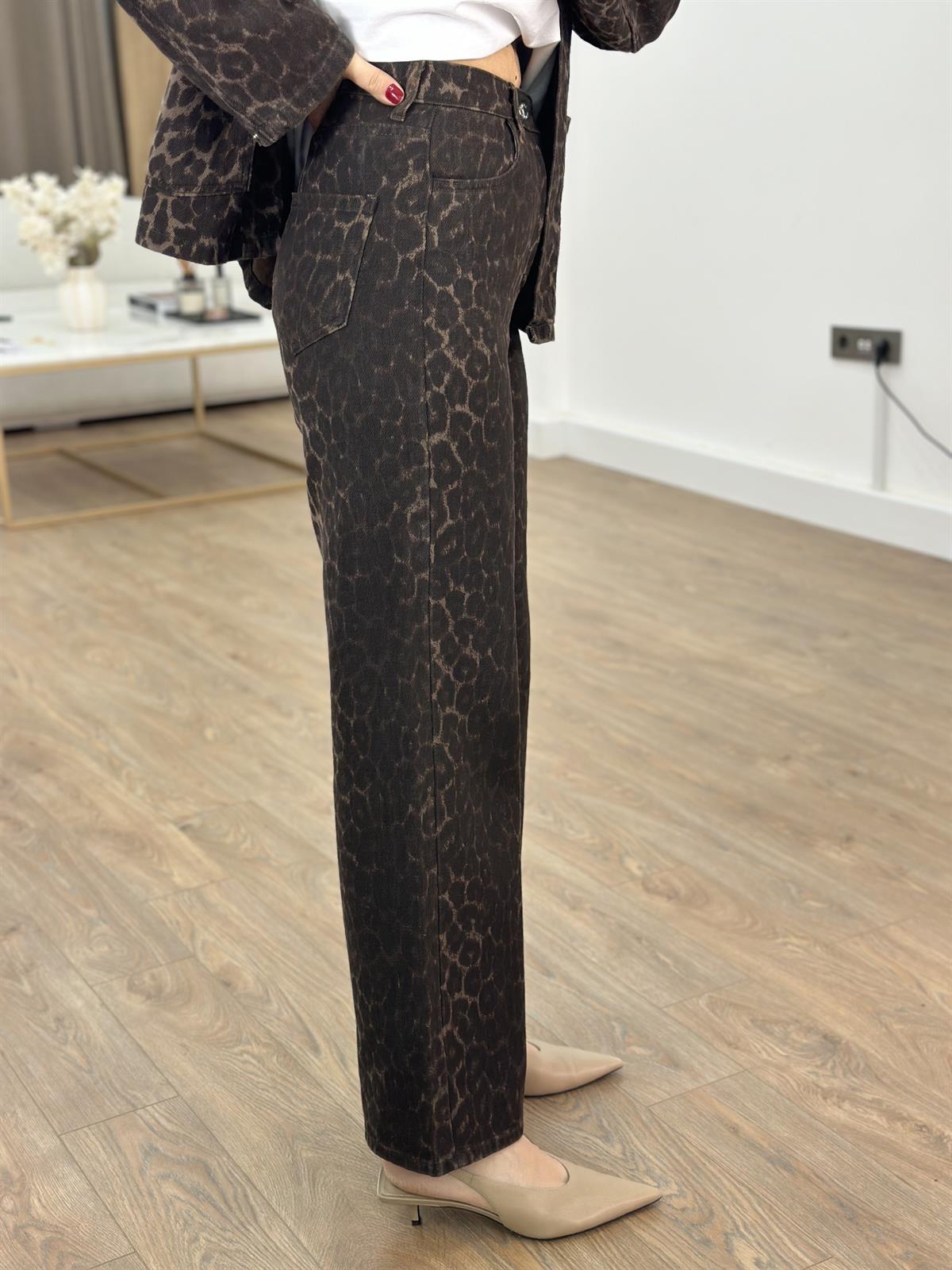 Leopar Denim Palazzo Pantolon