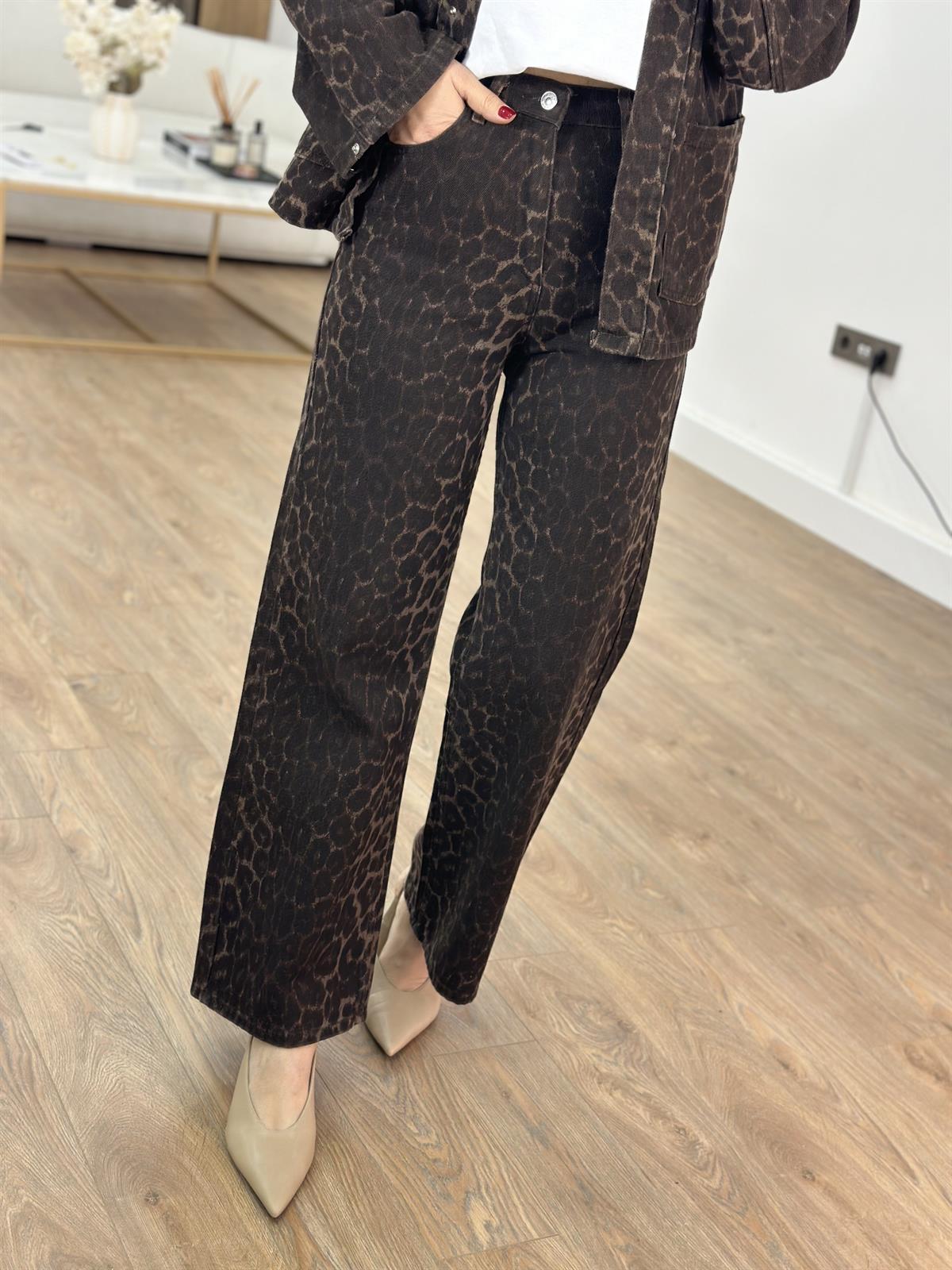 Leopar Denim Palazzo Pantolon