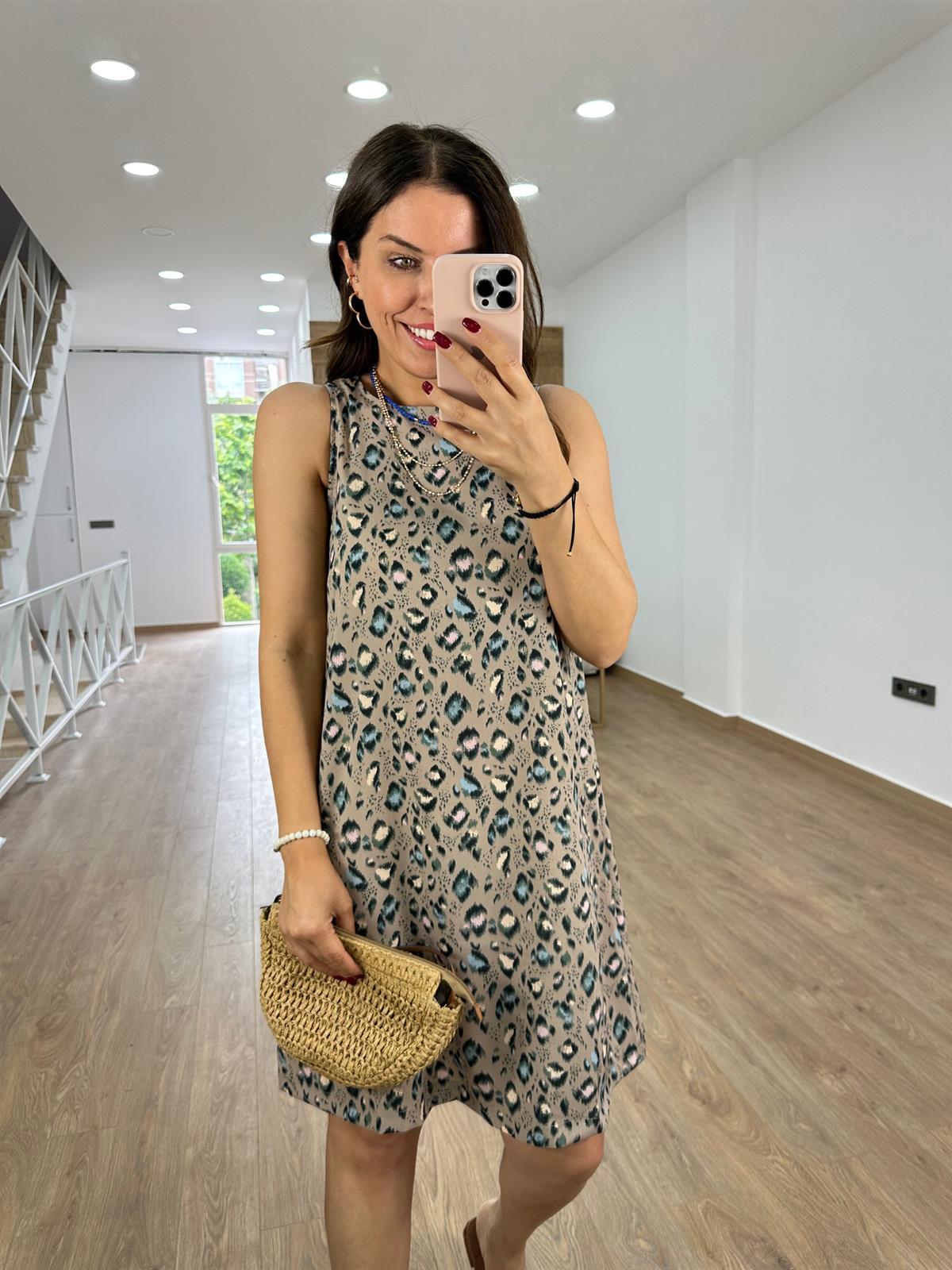 Leopar Desen Çan Elbise-Vizon