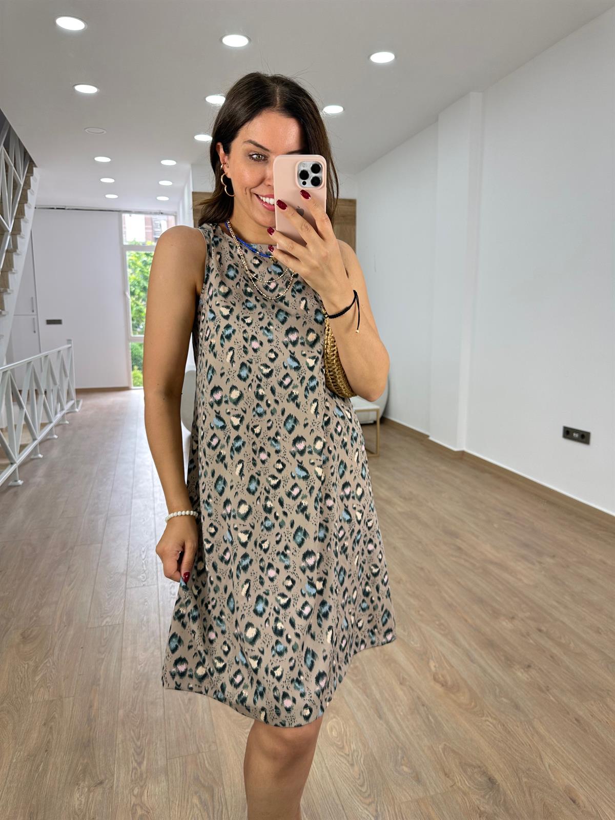 Leopar Desen Çan Elbise-Vizon