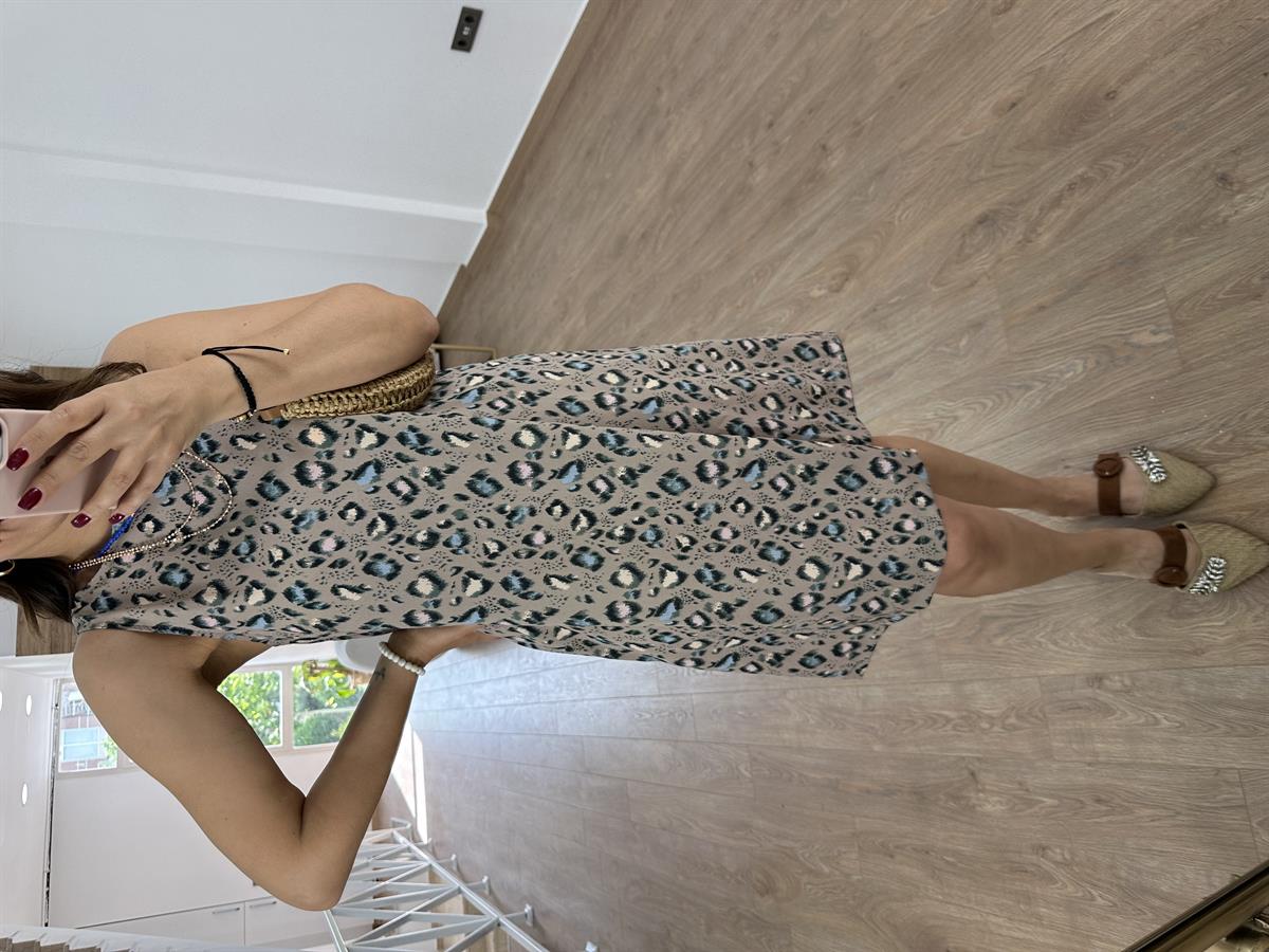 Leopar Desen Çan Elbise-Vizon