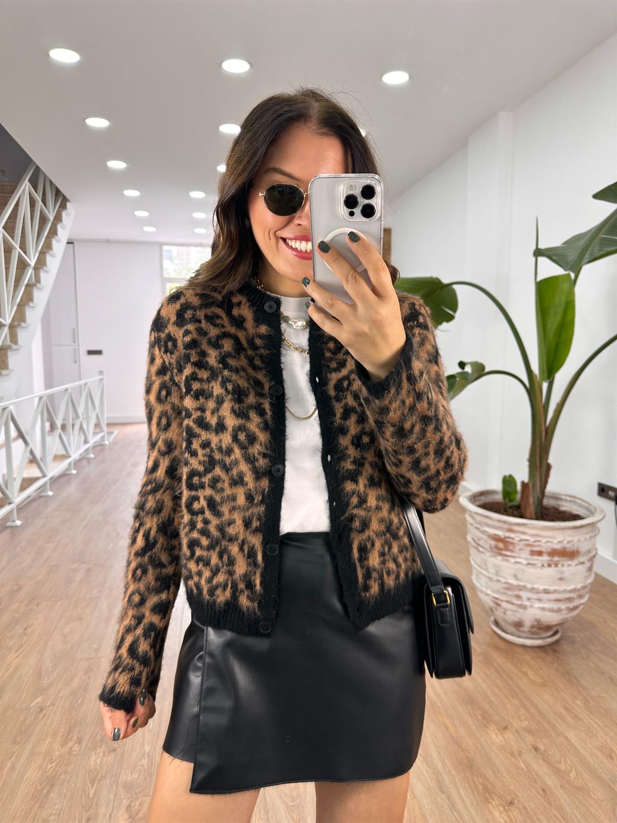 Leopar Desen Yumoş Hırka