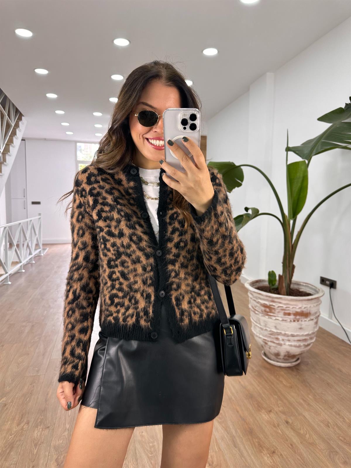 Leopar Desen Yumoş Hırka