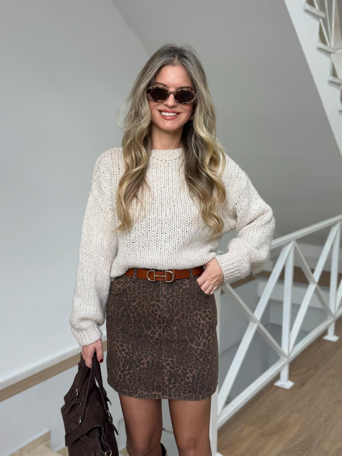 Leopar Desenli Mini Etek 