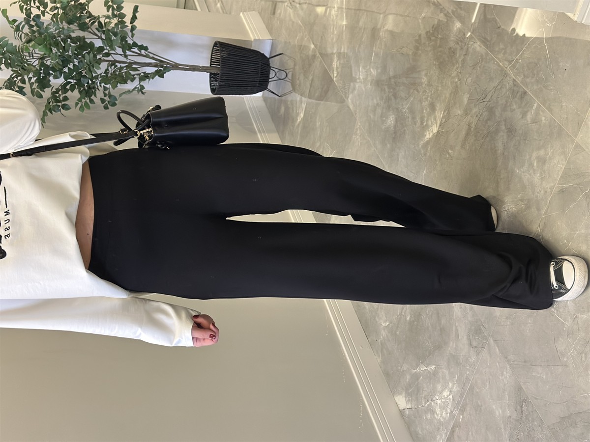 Likralı Bol Paça Modal Pantolon