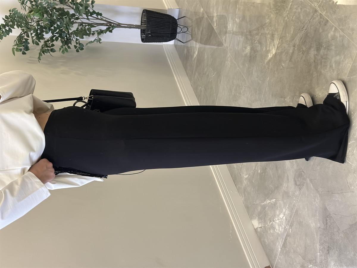 Likralı Bol Paça Modal Pantolon