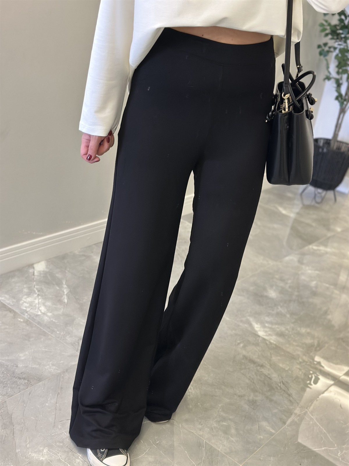 Likralı Bol Paça Modal Pantolon