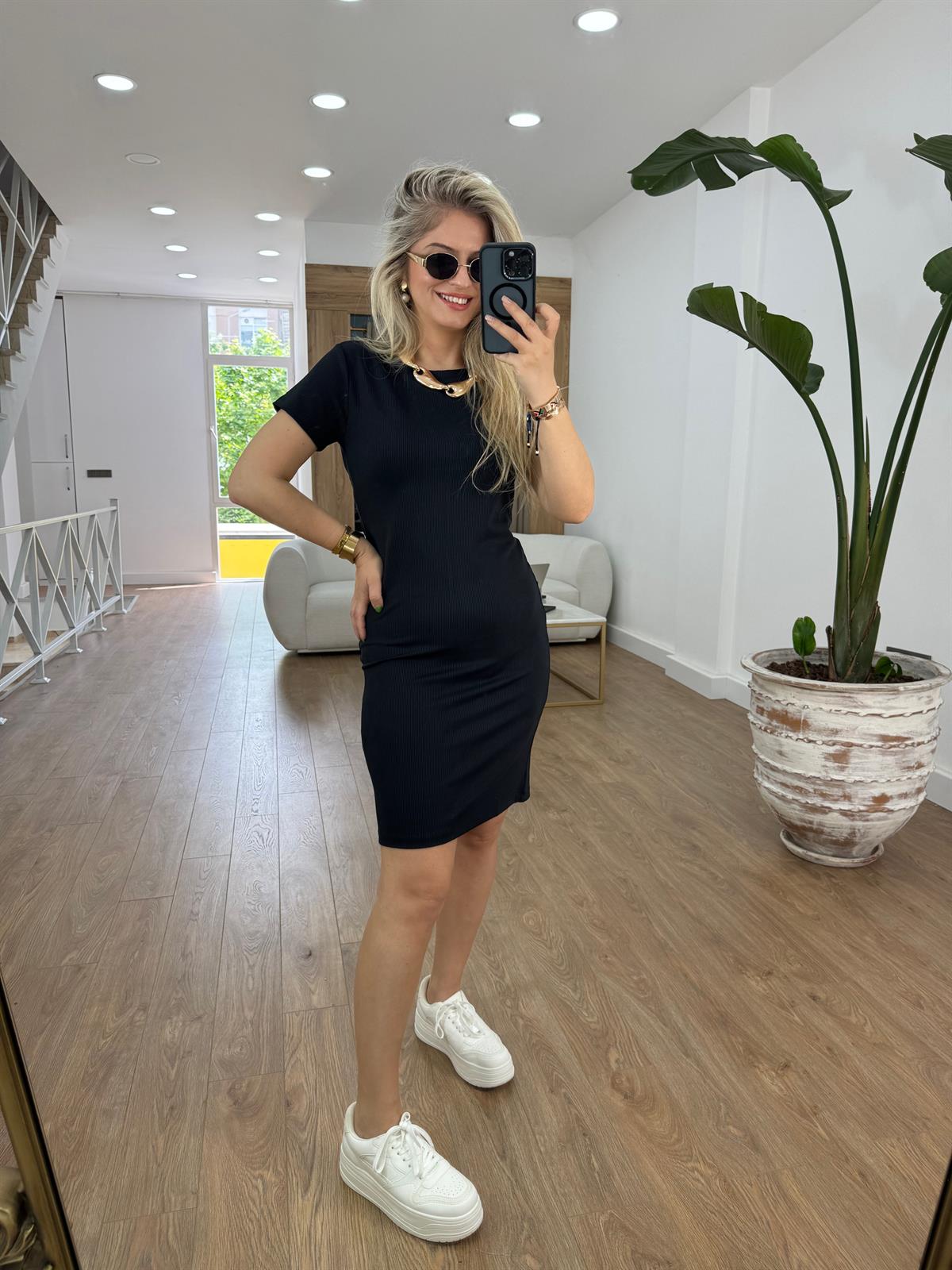 Likralı Fitilli Elbise