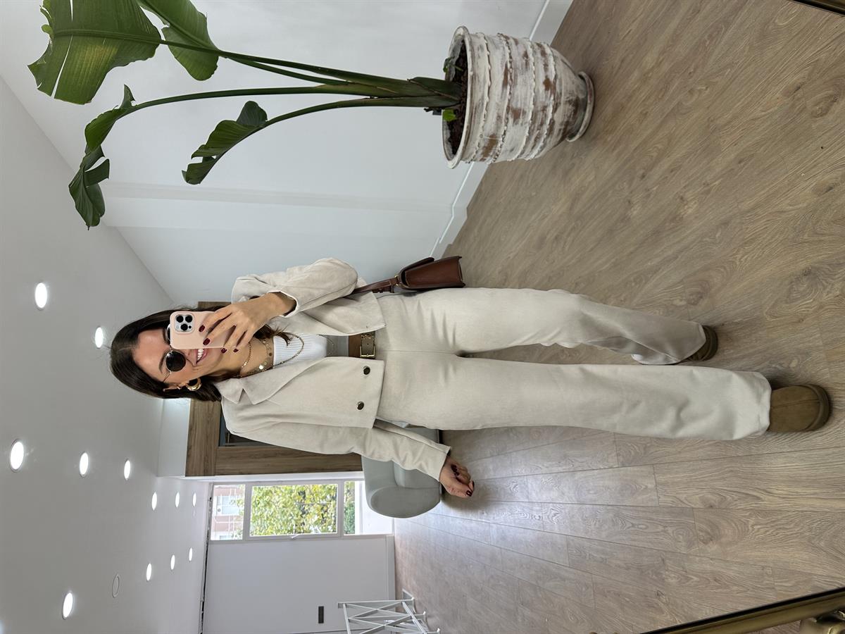 Likralı Nubuk Takım-Taş