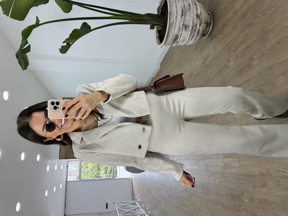 Likralı Nubuk Takım-Taş