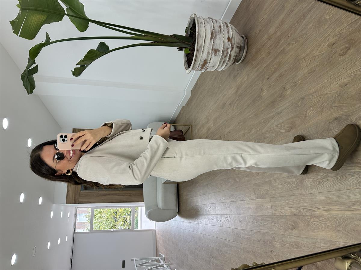 Likralı Nubuk Takım-Taş