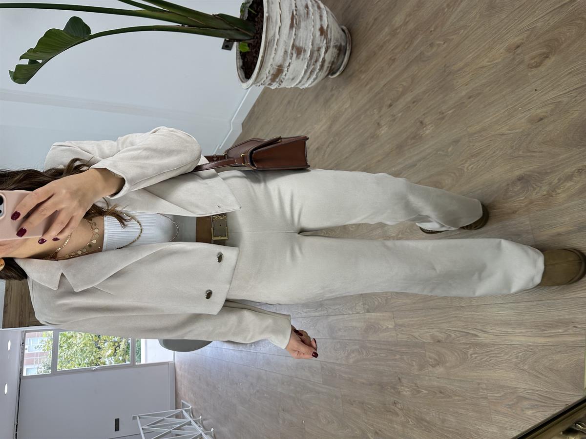 Likralı Nubuk Takım-Taş