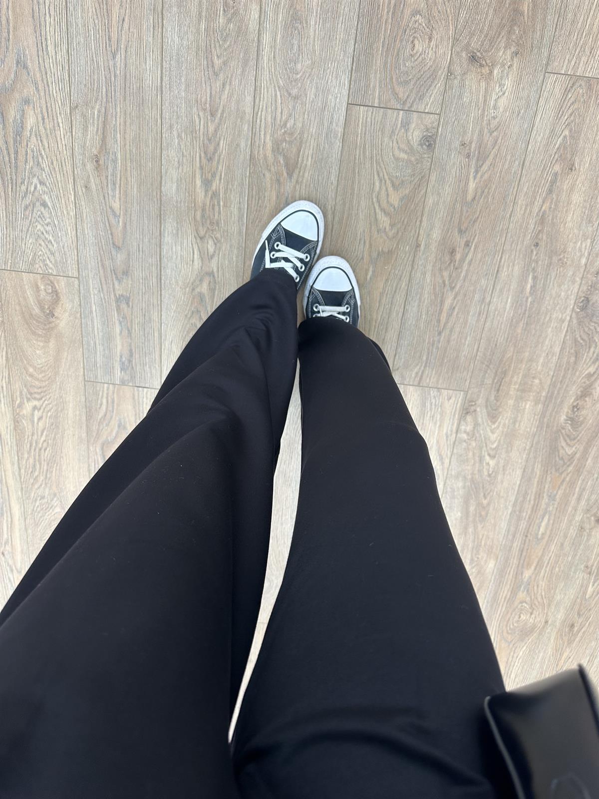 Likralı Süprem Kumaş Palazzo Pantolon - Siyah 