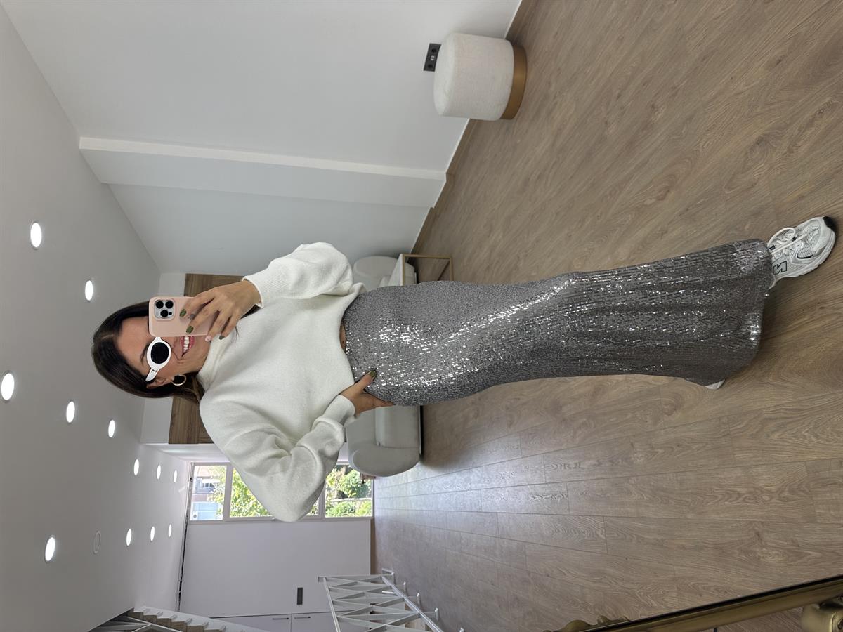 Likralı Tam Boy Payet Etek