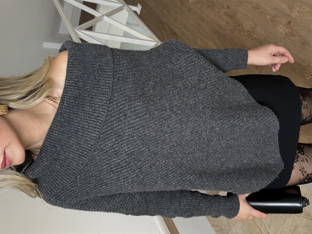 Madonna Yaka Asimetrik Kazak - Antrasit