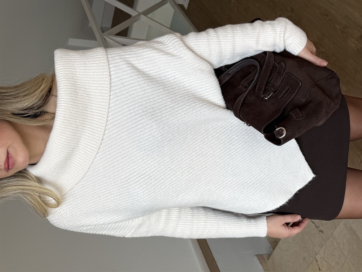 Madonna Yaka Asimetrik Kazak - Krem