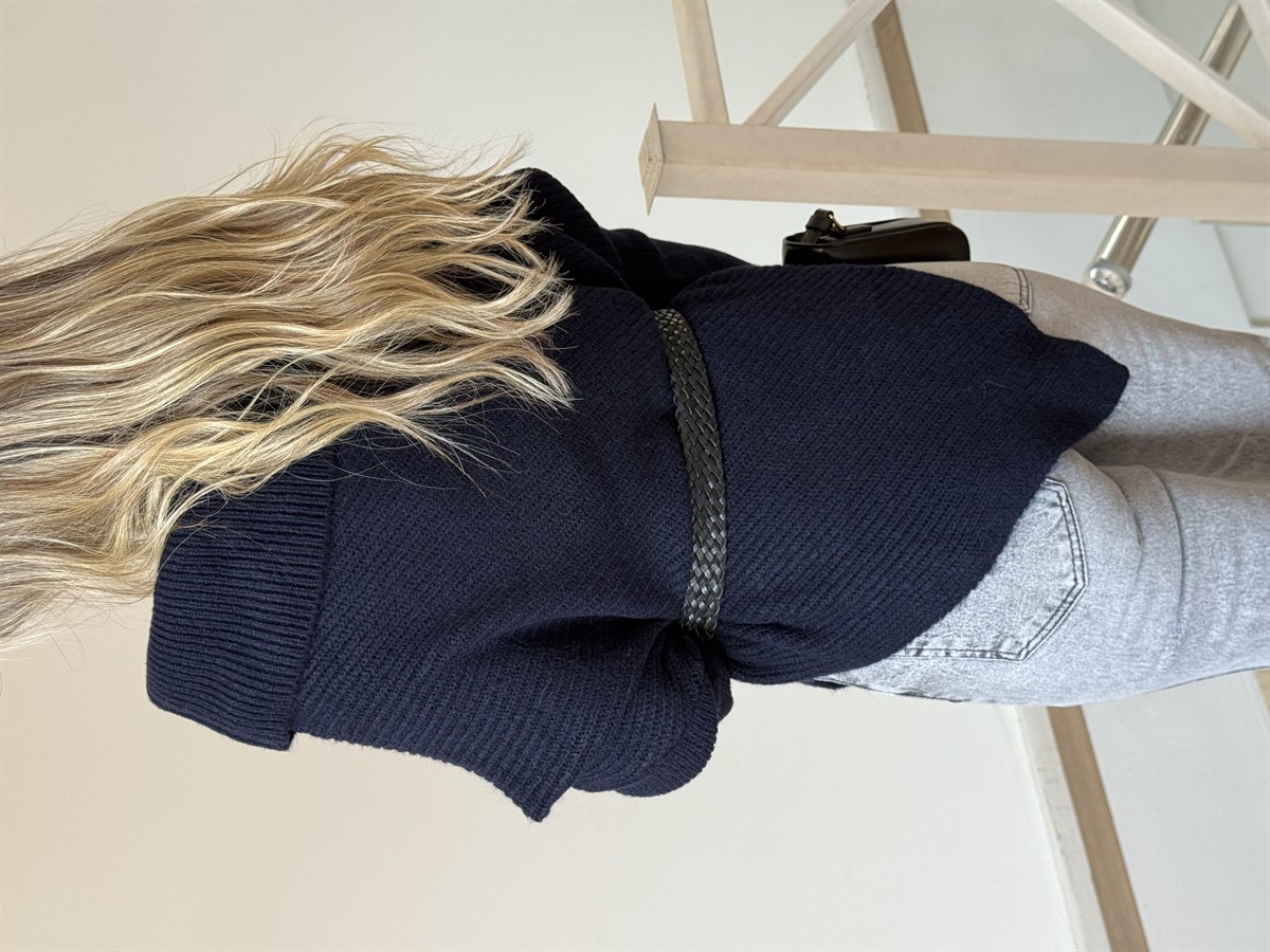 Madonna Yaka Asimetrik Kazak - Lacivert