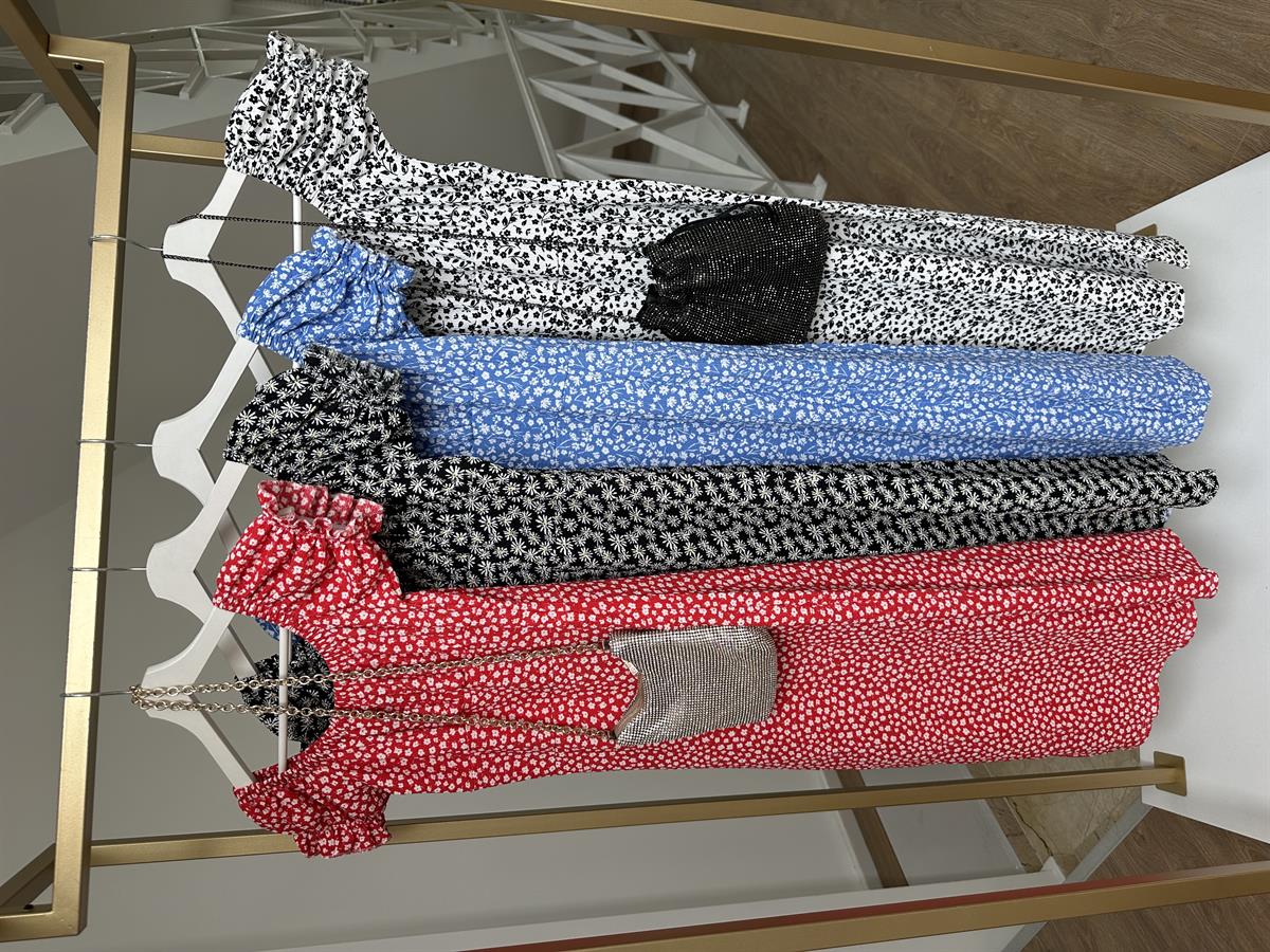 Madonna Yaka Bürümcük Elbise-Beyaz