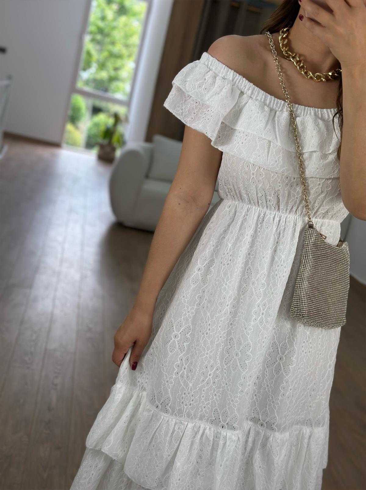 Madonna Yaka Fisto Elbise-Ekru