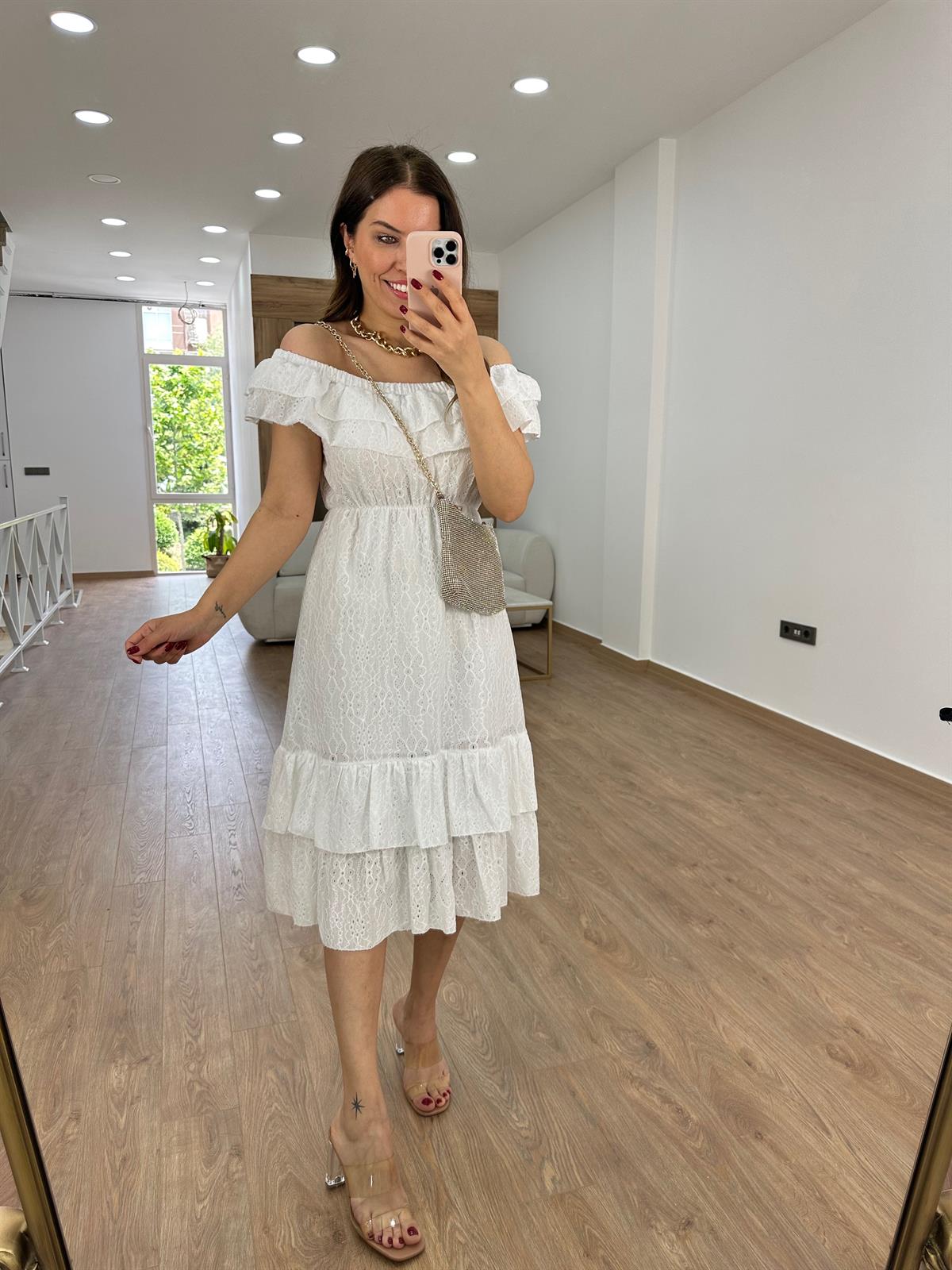 Madonna Yaka Fisto Elbise-Ekru