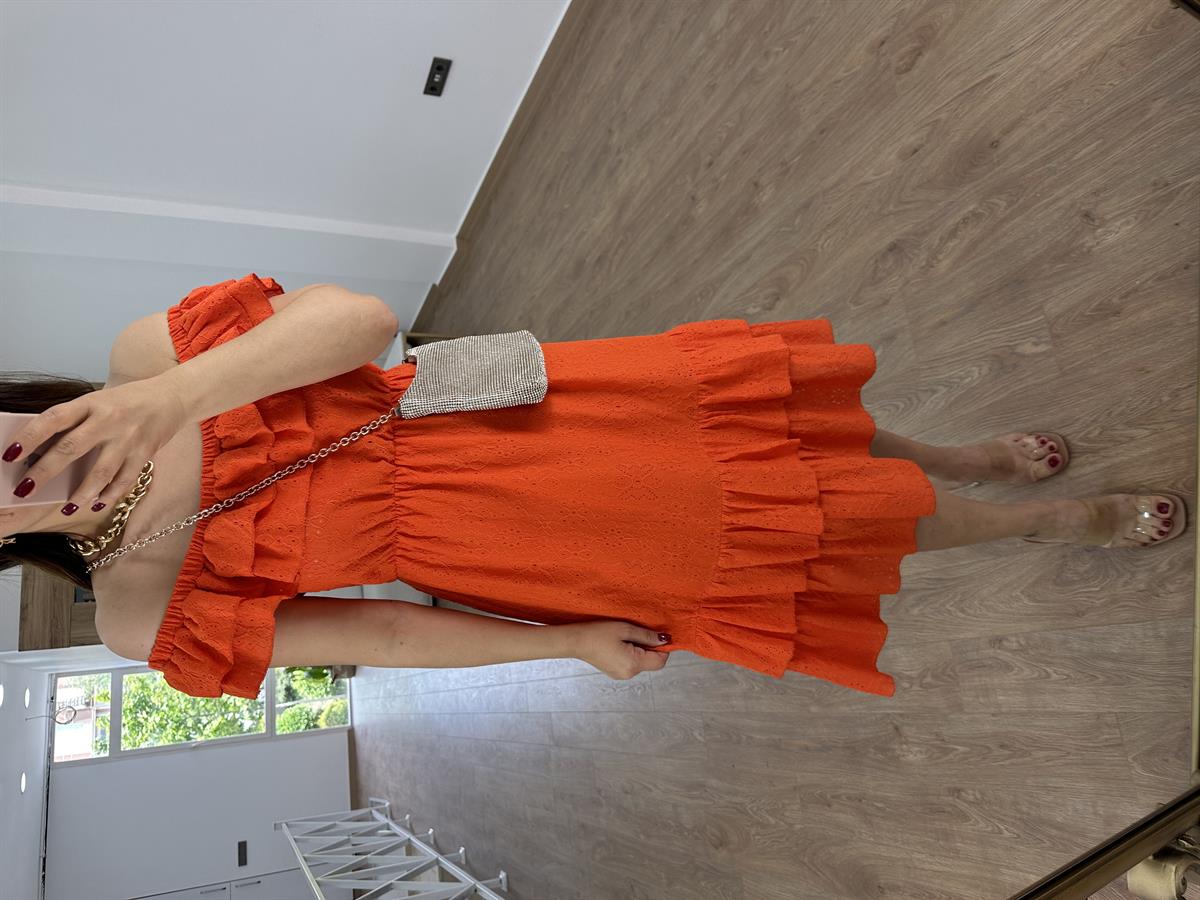 Madonna Yaka Fisto Elbise-Nar Çiçeği