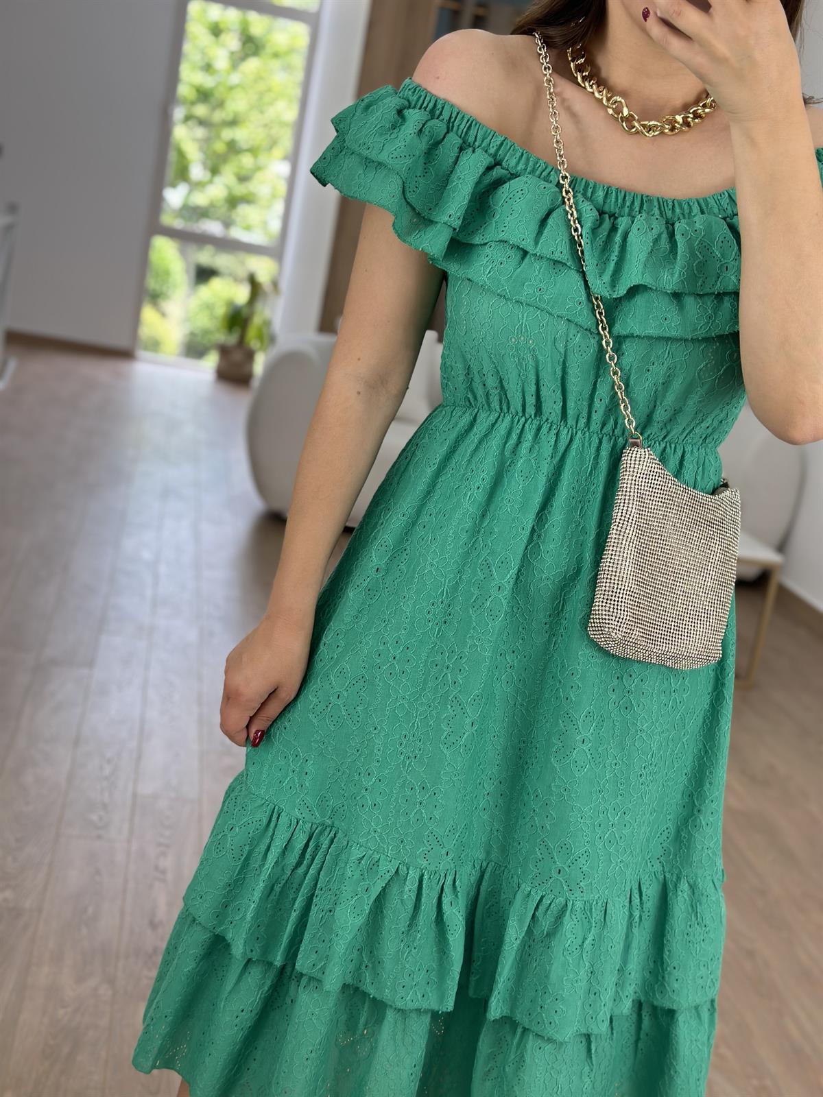 Madonna Yaka Fisto Elbise-Yeşil