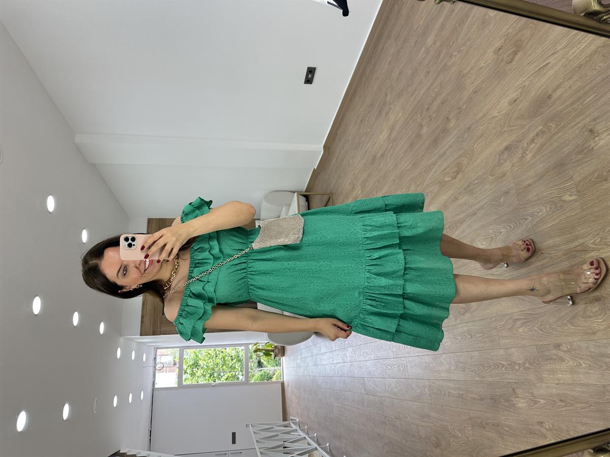 Madonna Yaka Fisto Elbise-Yeşil