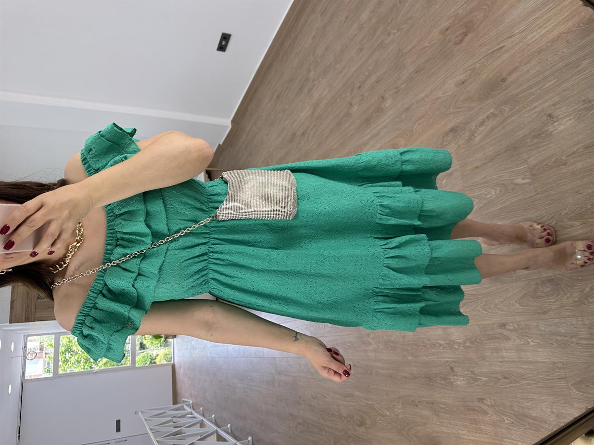 Madonna Yaka Fisto Elbise-Yeşil